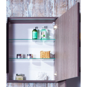 Купить Зеркало-шкаф Бриклаер Кристалл R 56 ясень анкор, темный, с подсветкой в Москве с доставкой Зеркало-шкаф Бриклаер Кристалл R 56 ясень анкор, темный, с подсветкой