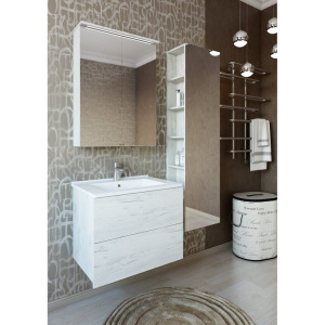 Купить Шкаф-пенал с зеркалом Sanflor Чикаго R, дуб крафт белый в Москве с доставкой Шкаф-пенал с зеркалом Sanflor Чикаго R, дуб крафт белый