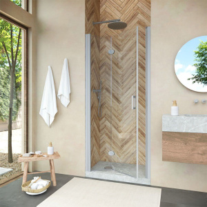 Душевая дверь в нишу Vegas Glass GPS Novo 85 07 01 L профиль матовый хром, стекло прозрачное