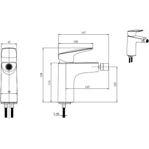 Смеситель для биде Aquatek Вега AQ1018MB черный