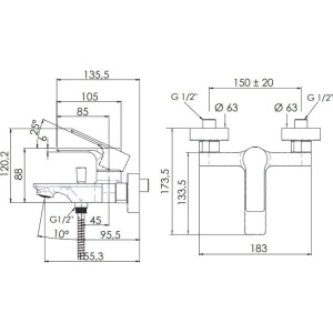 Смеситель для ванны с душем Remer Energy EY02BO белый матовый