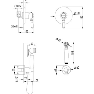 Гигиенический душ Lemark Villa LM4819C со смесителем, С ВНУТРЕННЕЙ ЧАСТЬЮ