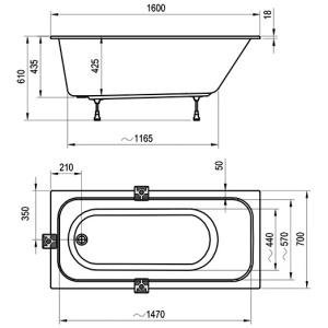 Акриловая ванна Ravak Chrome Slim 160х70 C731300000 белая