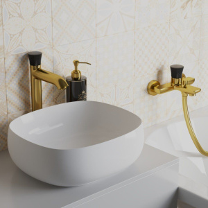 Смеситель для ванны с душем Paini Domus 18PJ111PZ брашированное золото