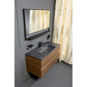 Мебель для ванной Armadi Art Vallessi 100 дуб темный, с черной раковиной