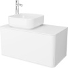 Тумба с раковиной STWORKI Ноттвиль 80, белая, с отверстием под смеситель , подвесная , с накладной раковиной чашей