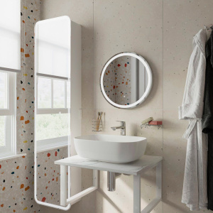 Столешница с раковиной DIWO Элиста 60 белый мрамор, с раковиной Moduo 50 Square