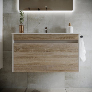 Купить Мебель для ванной Sancos Smart 90 см дуб бардолино в Москве с доставкой Мебель для ванной Sancos Smart 90 см дуб бардолино