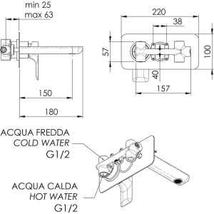 Смеситель для раковины Remer Infinity I15 С ВНУТРЕННЕЙ ЧАСТЬЮ