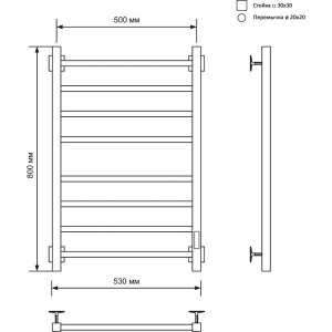 Полотенцесушитель электрический Ника Step 3 80/50, матовый черный RAL9005