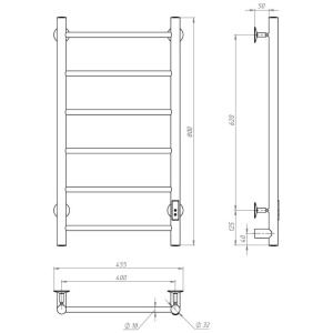 Полотенцесушитель электрический Тругор Аспект ПЭК СП1 80x40, черный
