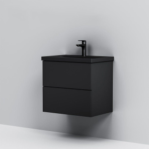 Тумба с раковиной AM.PM Gem 60 черная матовая, подвесная, с 2 ящиками