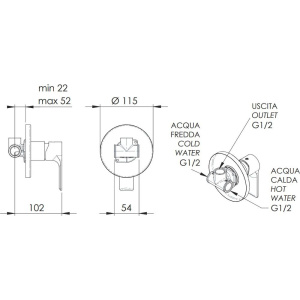 Смеситель для душа Remer Absolute EY30BO белый матовый, С ВНУТРЕННЕЙ ЧАСТЬЮ