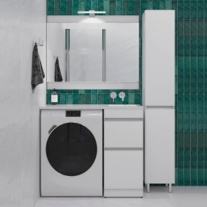 Шкаф-пенал Style Line Даллас 30 Люкс Plus универсальный, белый, с бельевой корзиной