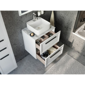 Тумба с раковиной STWORKI Эстерсунд 60, белая матовая, монте тиберио