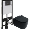 Комплект Унитаз подвесной STWORKI Ноттвиль SETK3104-2616 безободковый, с микролифтом, черный + Инсталляция EWRIKA ProLT 0026-2020 + Кнопка 0054 черная матовая