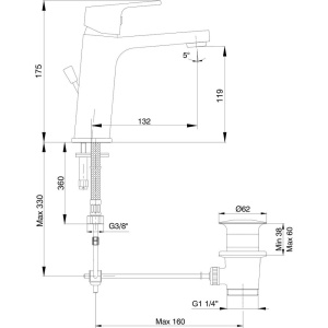 Смеситель для раковины E.C.A. Tiera 102188012EX