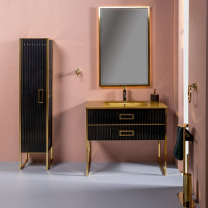 Зеркало Armadi Art Monaco 70 черное, золото, с подсветкой