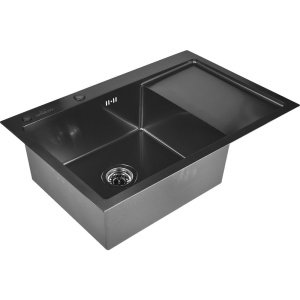 Мойка кухонная Wisent 7851B-L с PVD покрытием, с раздвижным коландером, графит