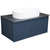 Тумба с раковиной La Fenice Terra 80 синяя, черная столешница, матовая раковина