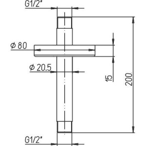 Кронштейн для верхнего душа Paini 50PZ744T620BI черный матовый брашированный