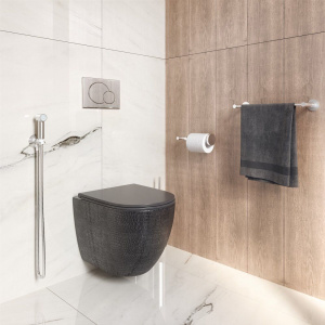 Купить Унитаз подвесной Grossman GR-4455BBLS безободковый, черный глянцевый в Москве с доставкой Унитаз подвесной Grossman GR-4455BBLS безободковый, черный глянцевый