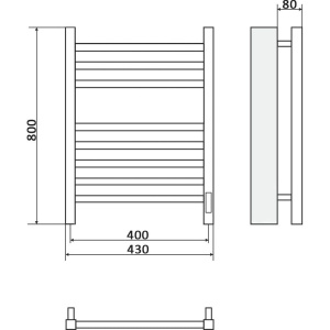 Полотенцесушитель электрический Ника Step 2 80/40, матовый черный RAL9005
