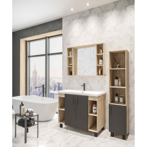 Шкаф-пенал Grossman Флай 30 R, дуб сонома, серый