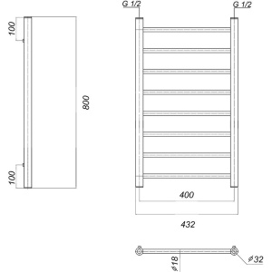 Полотенцесушитель водяной Domoterm Медея П8 40x80, золото