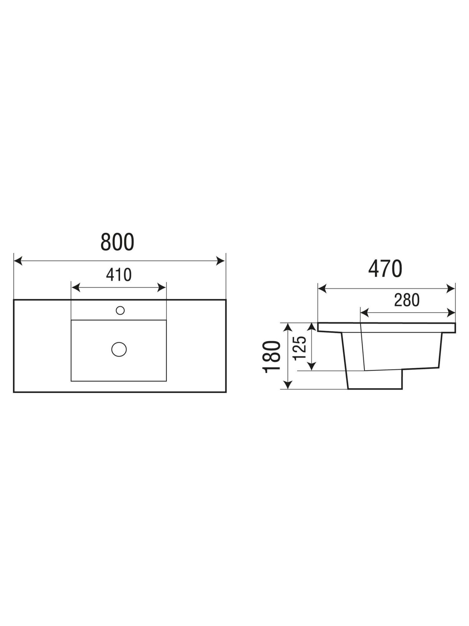 Раковина врезная 800х470х180 WeltWasser DEILBACH 7505-80 (10000004629)