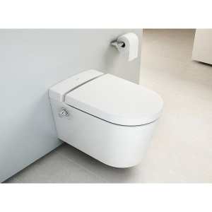 Купить Унитаз подвесной VitrA Nest 5176B003-6233 безободковый, с микролифтом, с функцией биде и встроенным смесителем в Москве с доставкой Унитаз подвесной VitrA Nest 5176B003-6233 безободковый, с микролифтом, с функцией биде и встроенным смесителем