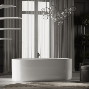 Акриловая ванна Sancos Fiori FB04 170x80 см, отдельностоящая, овальная, с каркасом, со сливом-переливом