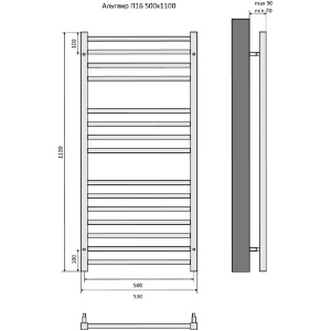Полотенцесушитель водяной 500x1100 Aquatek Альтаир AQ KK1611CH хром