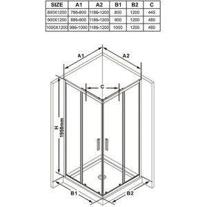 Душевая дверь для уголка Ravak Blix Slim BLSRV2K-120 X1XMG0300Z1 120х120х195 профиль черный/стекло Transparent