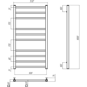 Купить Полотенцесушитель водяной Terminus Ватикан П10 500х1000 в Москве с доставкой Полотенцесушитель водяной Terminus Ватикан П10 500х1000