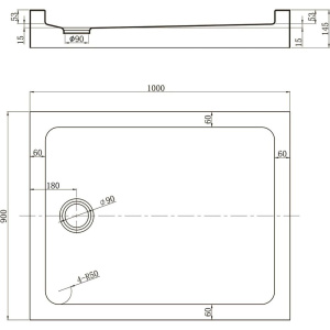 Поддон для душа Veconi Tezeo acrylic TZ-54 100x90, белый