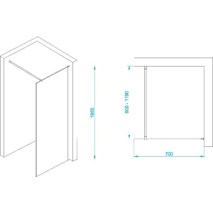 Душевая перегородка RGW Walk In WA-002B 70х195, профиль черный