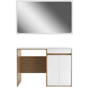 Купить Тумба с раковиной Домино Domino R, 120, дуб вотан, белая, под стиральную машину в Москве с доставкой Тумба с раковиной Домино Domino R, 120, дуб вотан, белая, под стиральную машину