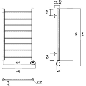 Полотенцесушитель электрический Domoterm Медея П8 40x80, золото, R