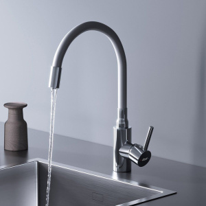 Смеситель для кухни Dorff Logic D3007633 хром, белый, с гибким изливом