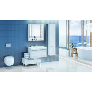 Зеркало AQUATON Капри 80 с подсветкой и полкой, бетон пайн