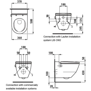 Унитаз подвесной с сиденьем микролифт Laufen Cleanet Navia 8.2060.1.400.000.1 безободковый