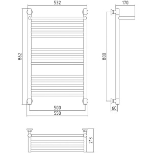 Полотенцесушитель водяной Сунержа Богема + 80x50, с полкой, прямая