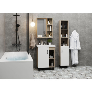 Тумба с раковиной Onika Тимбер 60.01 белая, дуб сонома