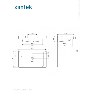 Раковина мебельная Santek Тигода 80 1.WH30.2.084 белая