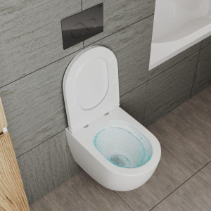 Унитаз подвесной Bauedge Bau Dream Hurricane3 безободковый, с микролифтом, белый