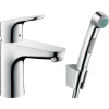 Смеситель для раковины Hansgrohe Focus 31927000 с гигиеническим душем, с донным клапаном Push-Open
