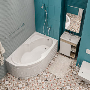 Купить Акриловая ванна 1MarKa Diana R 170x105 см, угловая, с каркасом, асимметричная в Москве с доставкой Акриловая ванна 1MarKa Diana R 170x105 см, угловая, с каркасом, асимметричная