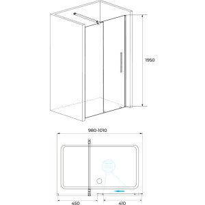 Душевая дверь в нишу RGW Tornado 41071810-14 100х195, профиль черный
