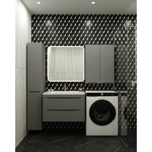 Купить Тумба с раковиной Style Line Бергамо Мини 80 Люкс Plus подвесная, антискрейтч серая в Москве с доставкой Тумба с раковиной Style Line Бергамо Мини 80 Люкс Plus подвесная, антискрейтч серая